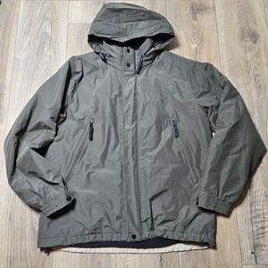 Vintage Polo Ralph Lauren Jacket Fleece Lined Stowaway‎ Hood Medium Green